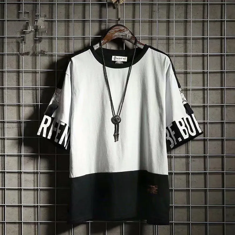 Summer Korean Hip Hop Tshirt Streetwear Tops Casual Oversized Zipper T-shirt Men&#39;s Clothing Cool Loose Punk Japan T Shirts Male