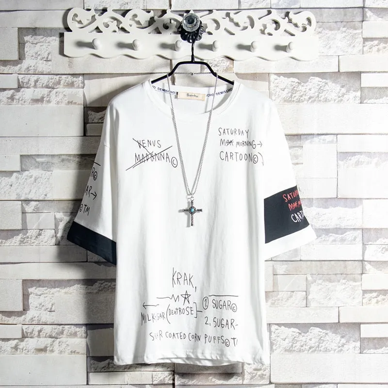 Summer Korean Hip Hop Tshirt Streetwear Tops Casual Oversized Zipper T-shirt Men&#39;s Clothing Cool Loose Punk Japan T Shirts Male