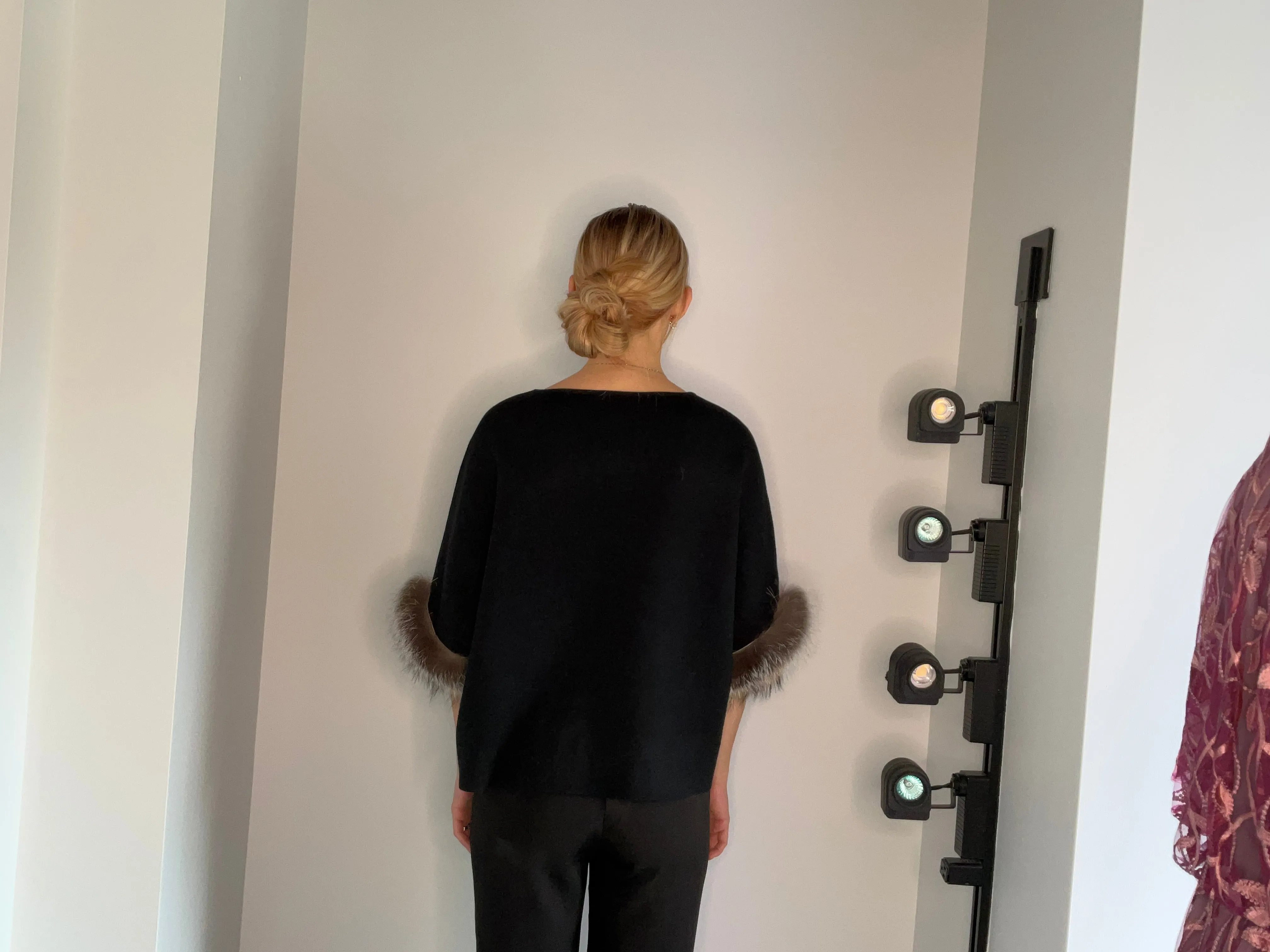 SWEATER WITH DRAMATIC FOX FUR SLEEVES