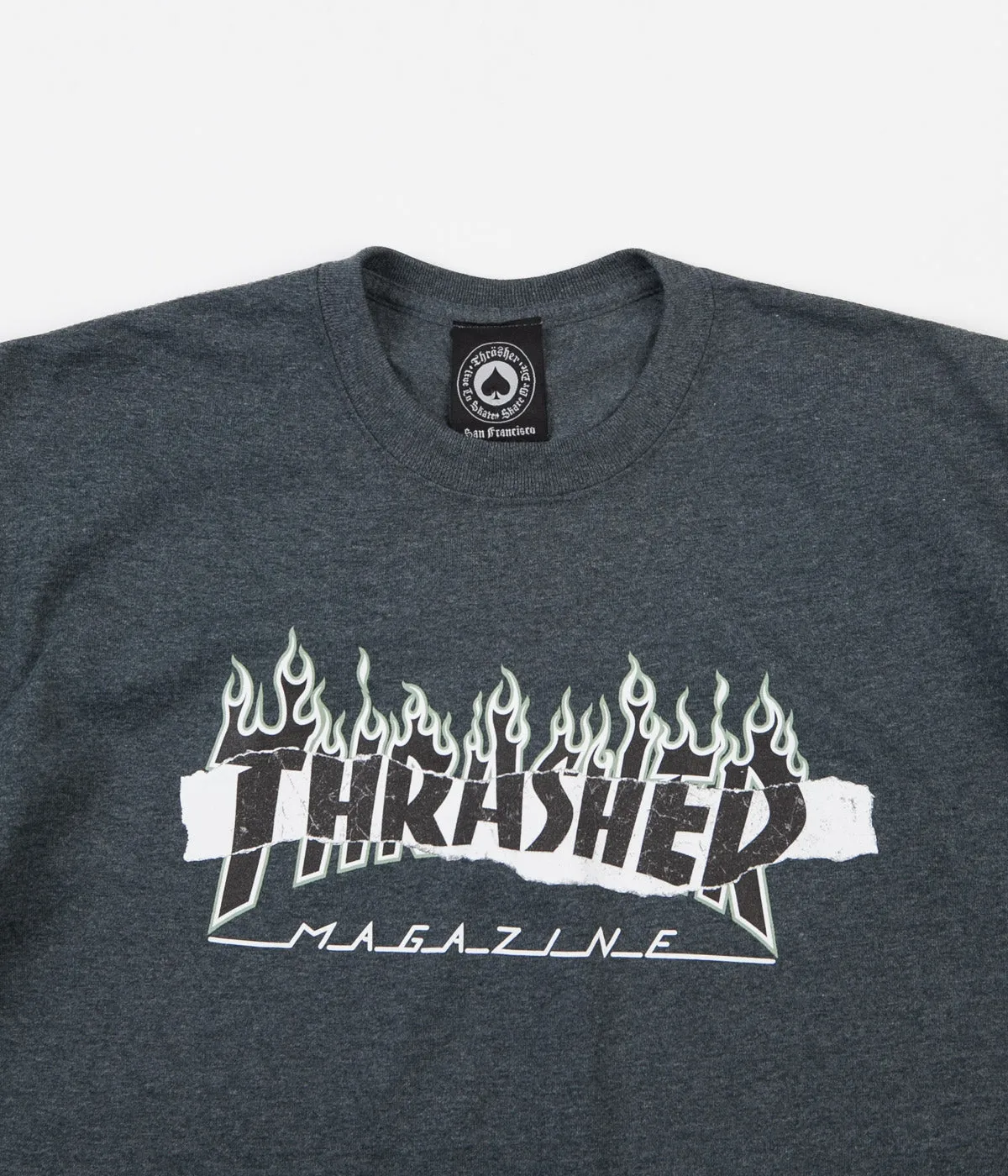 Thrasher Ripped T-Shirt - Dark Heather