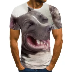 tshirt Funny dog Puppy Cute animal Novelty 3D shirt Casual male big Smart dogs art costume