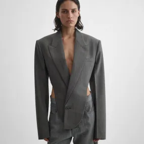 TUCKED TAILORED JACKET | dark taupe wool
