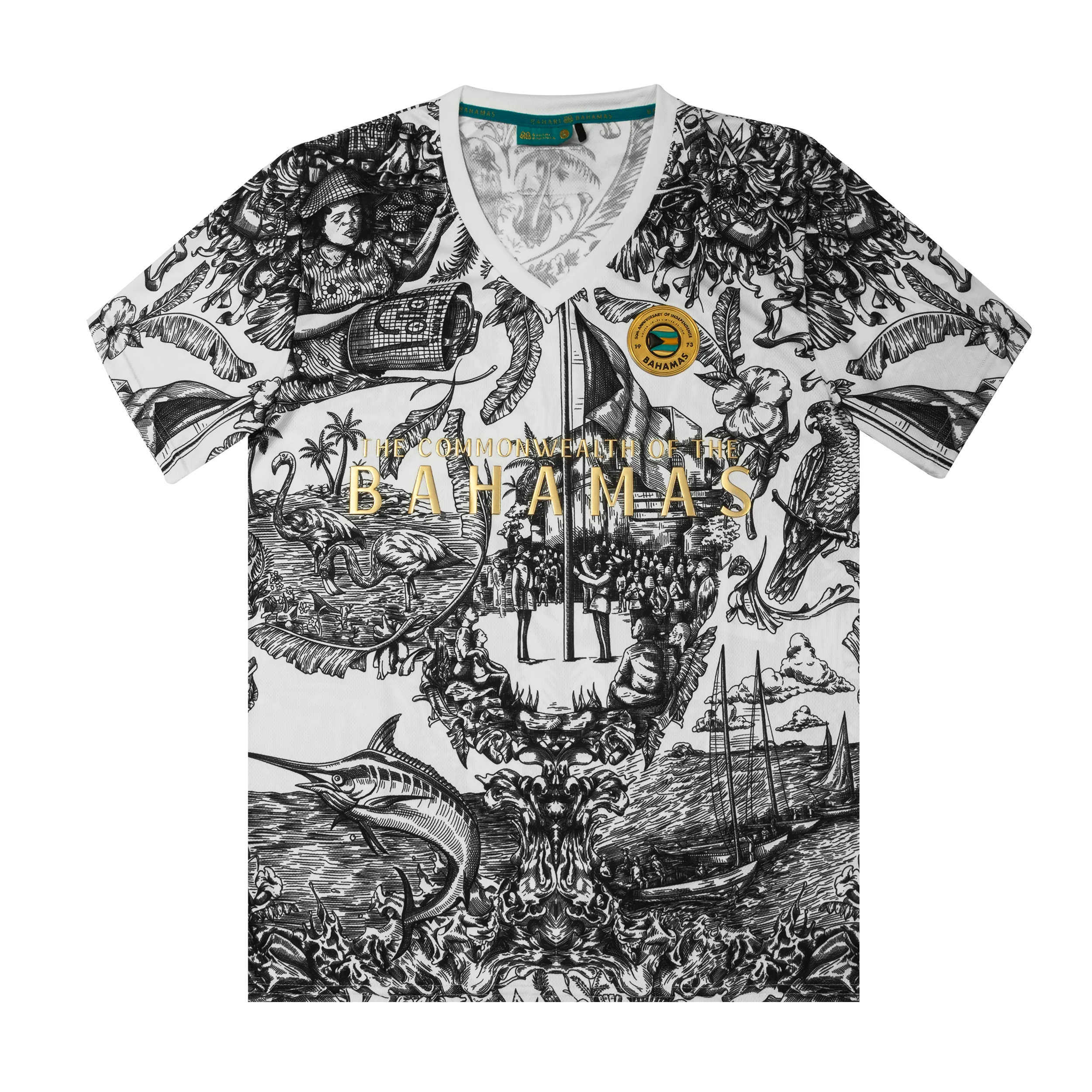 (V-NECK) UNISEX 50TH INDEPENDENCE TEE- MONOCHROME