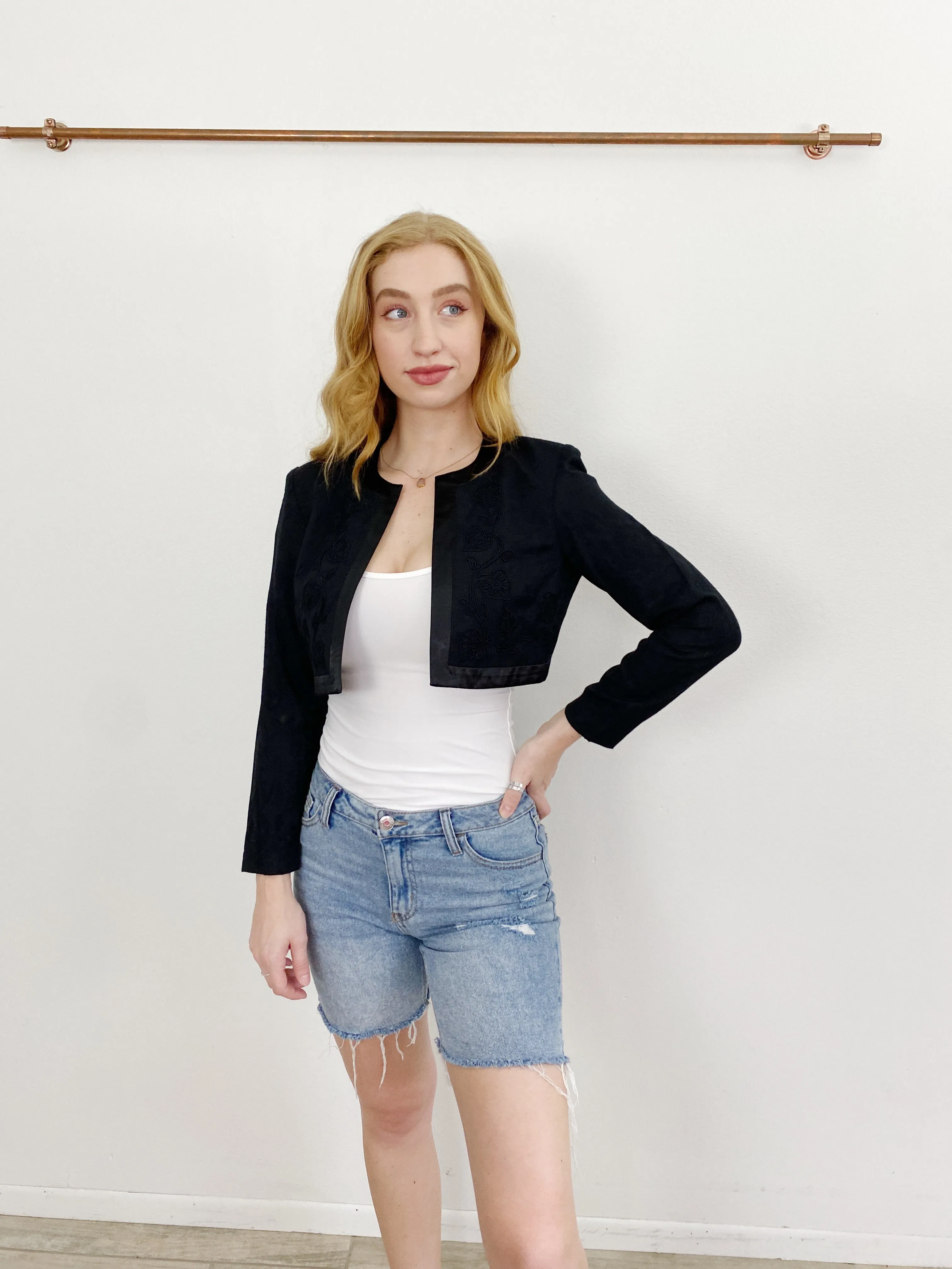 Vintage Karin Stevens embroidered Dress Cropped Blazer 6