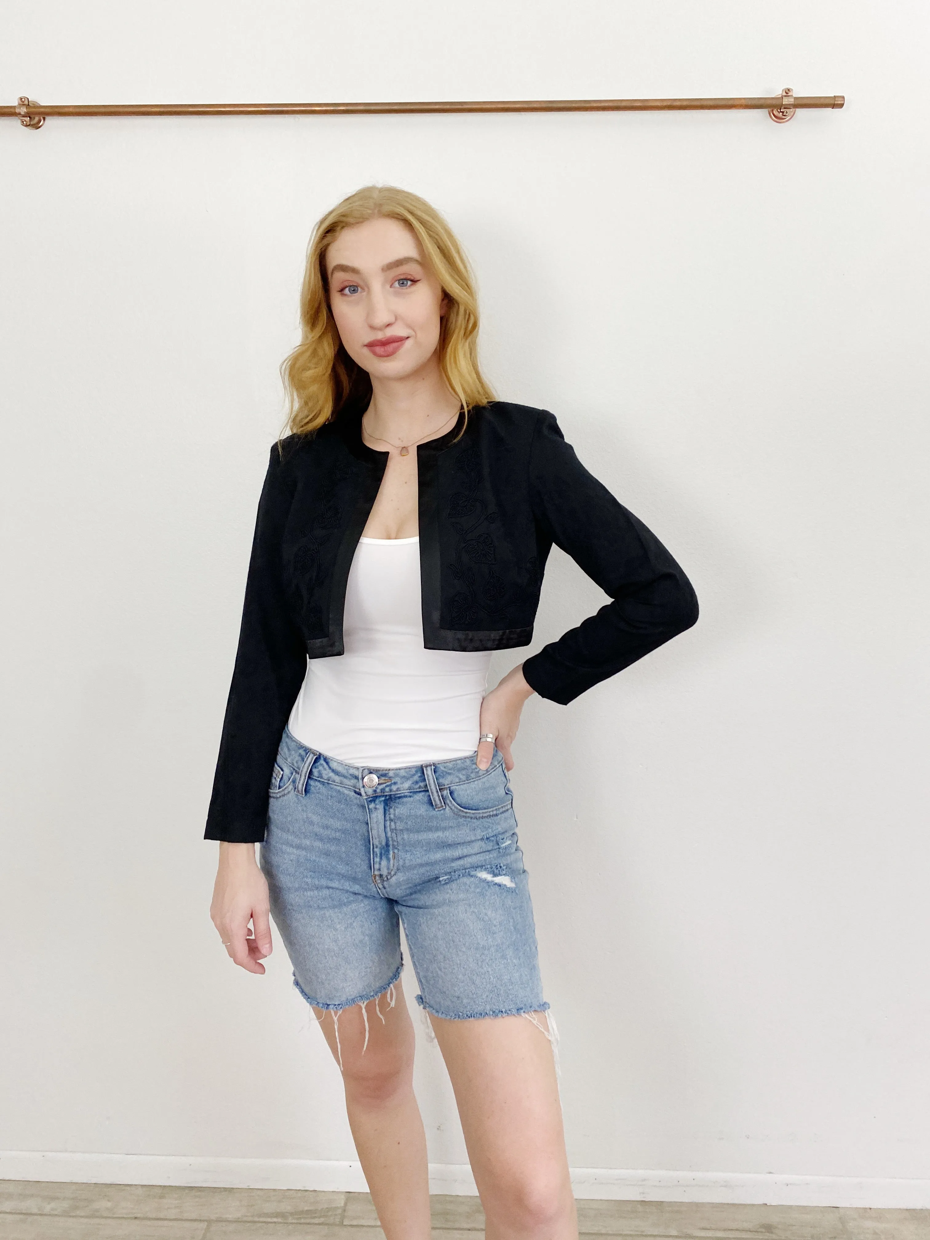 Vintage Karin Stevens embroidered Dress Cropped Blazer 6