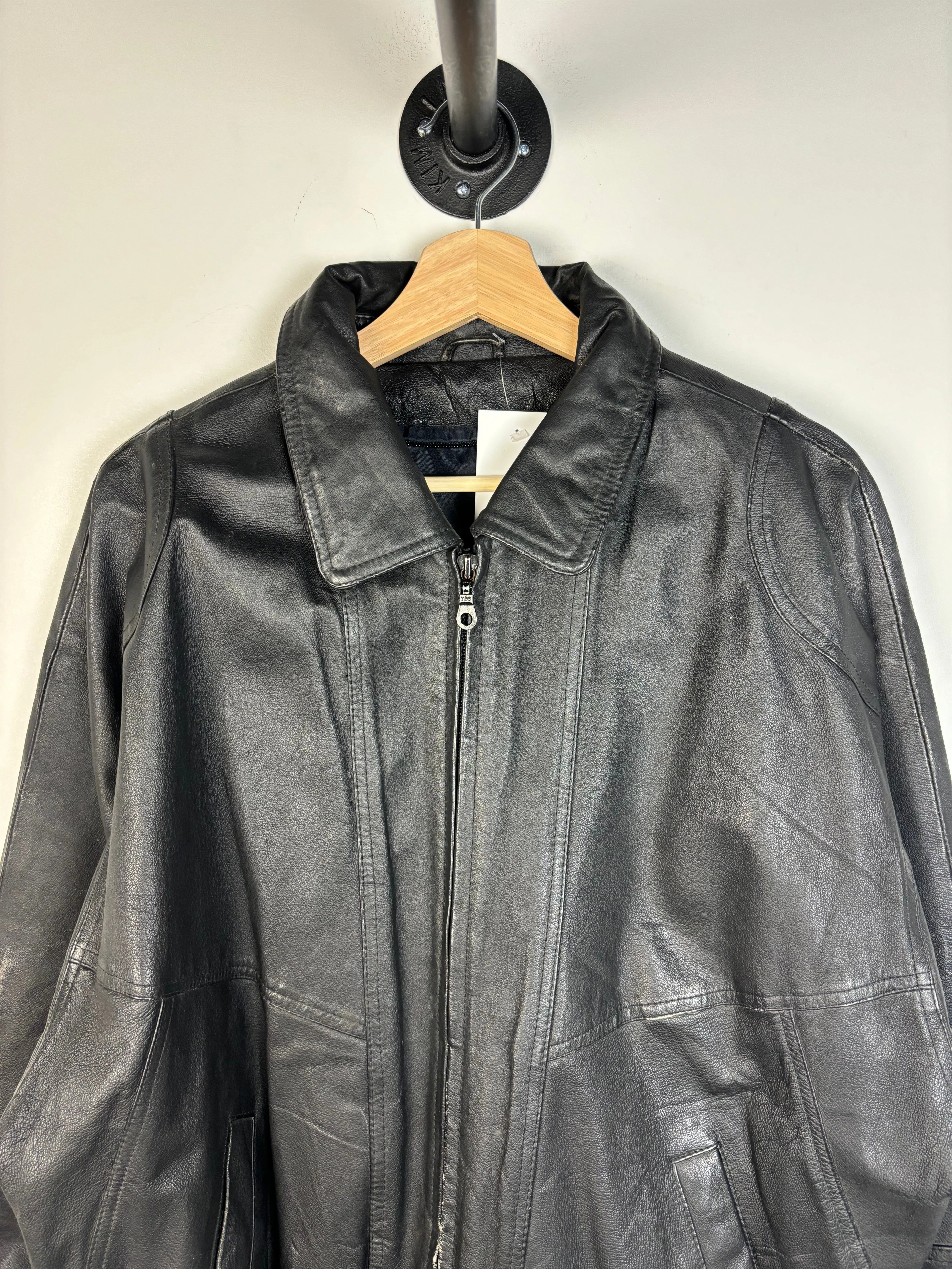 Vintage Y2K Black Leather Cropped Jacket