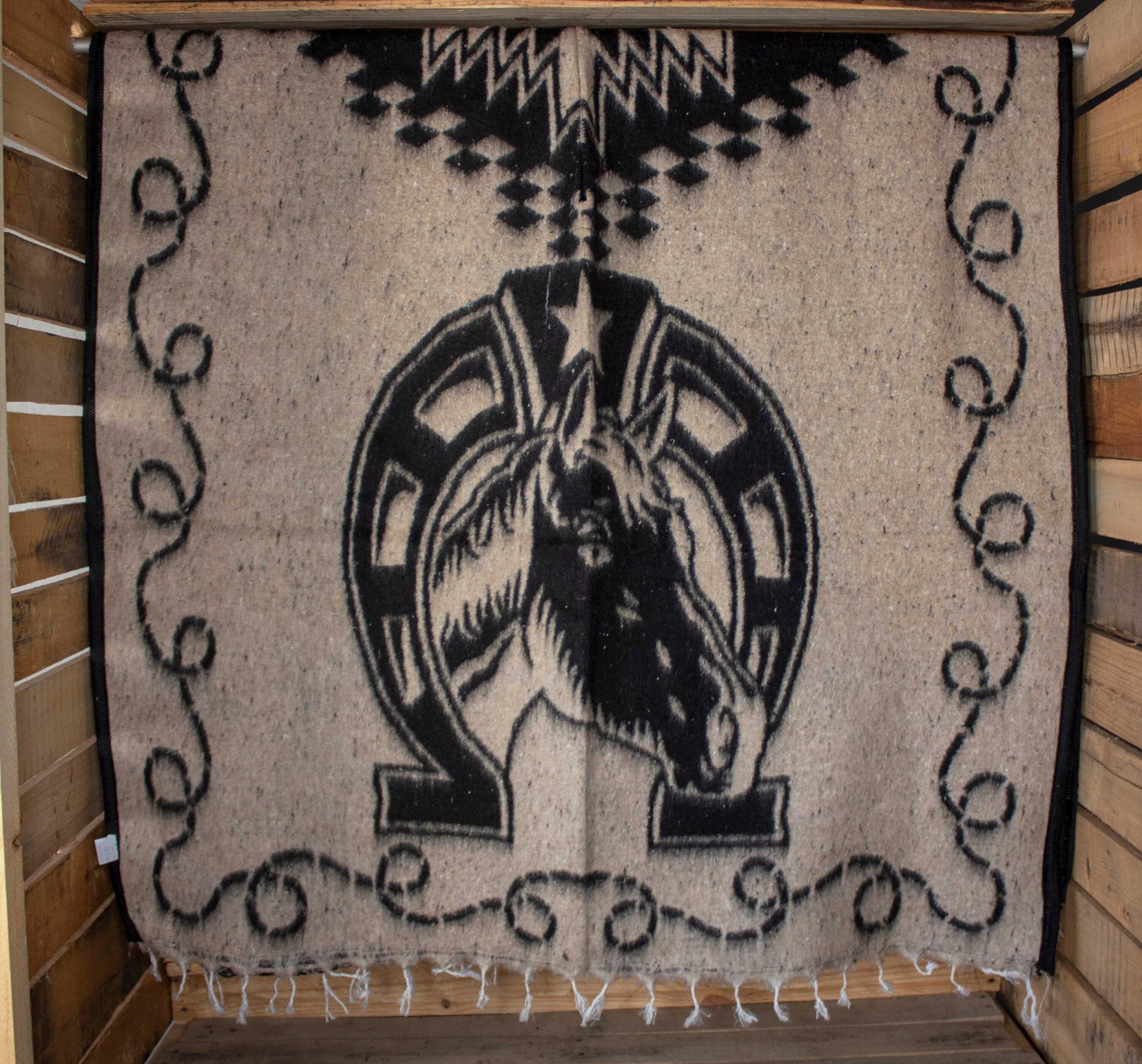 Western 2 sided cowboy horse caballo Mexican reversible PONCHO REBOZO WRAP