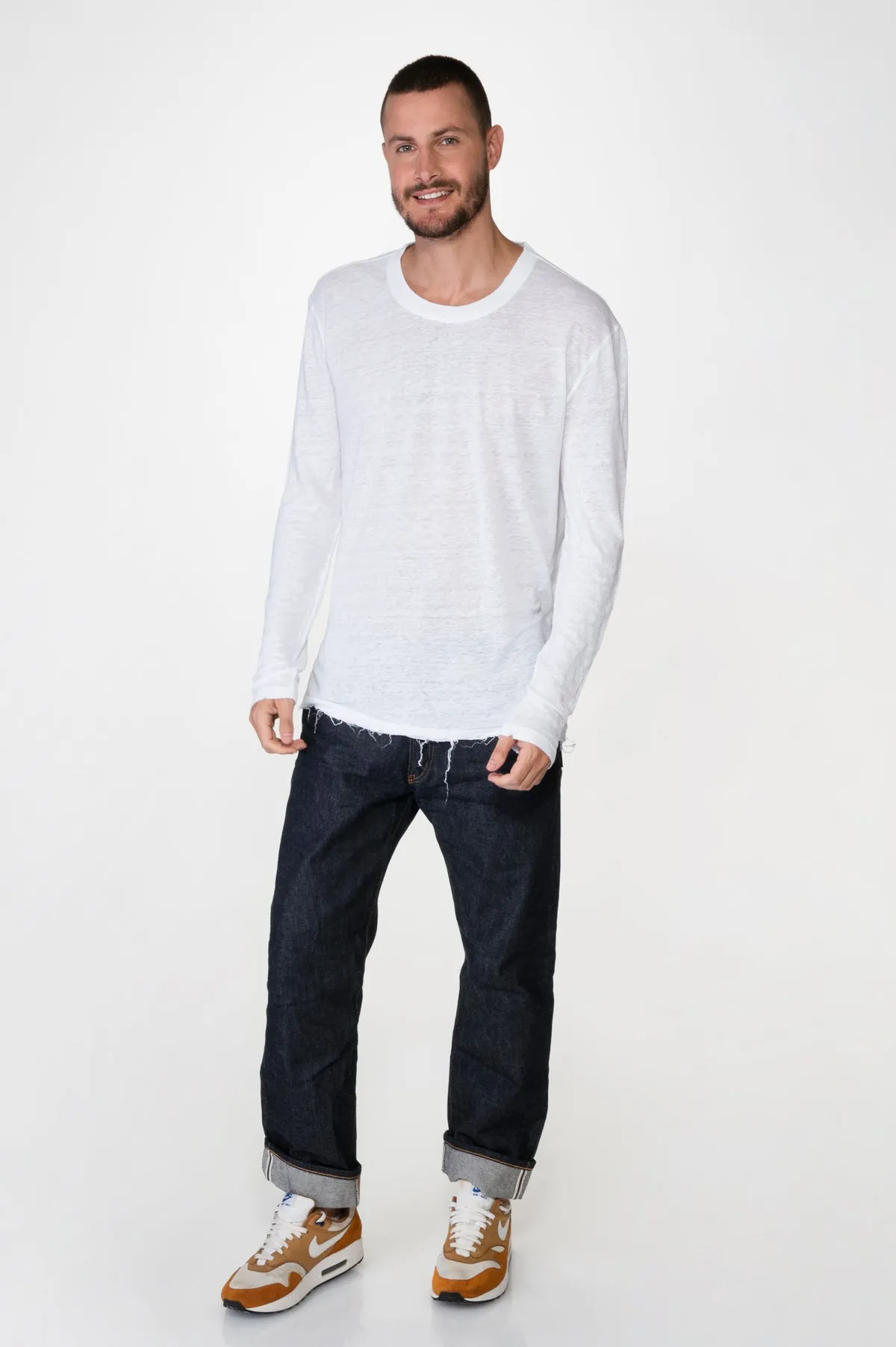 White Men's Linen Long Shirt