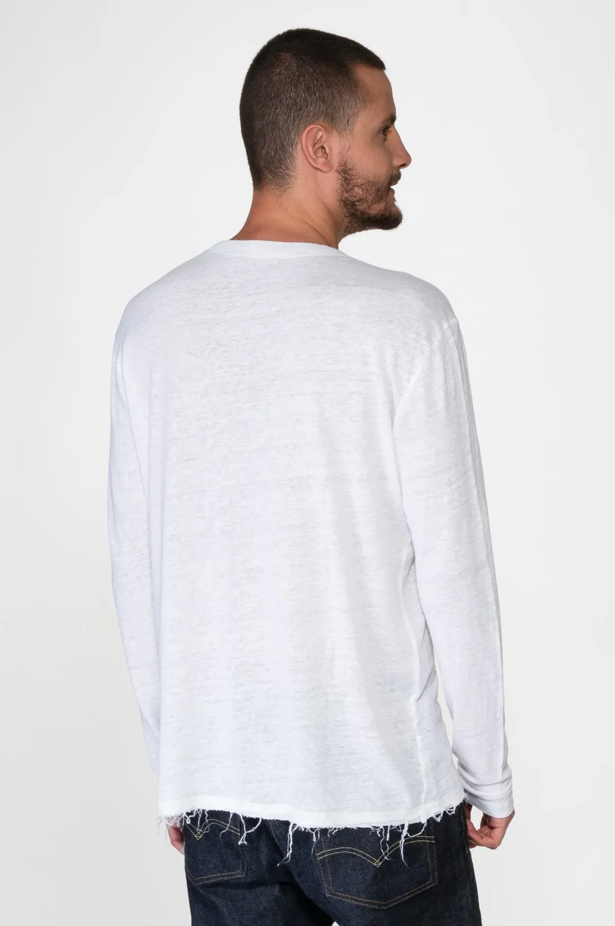 White Men's Linen Long Shirt