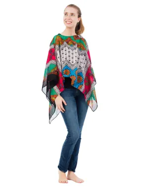 Women's Poncho, Floral Medley Print