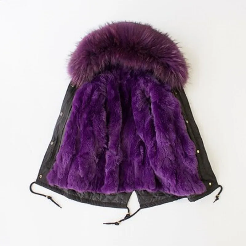 Women's Winter Casual Warm Thick Short Parka With Raccoon Fur