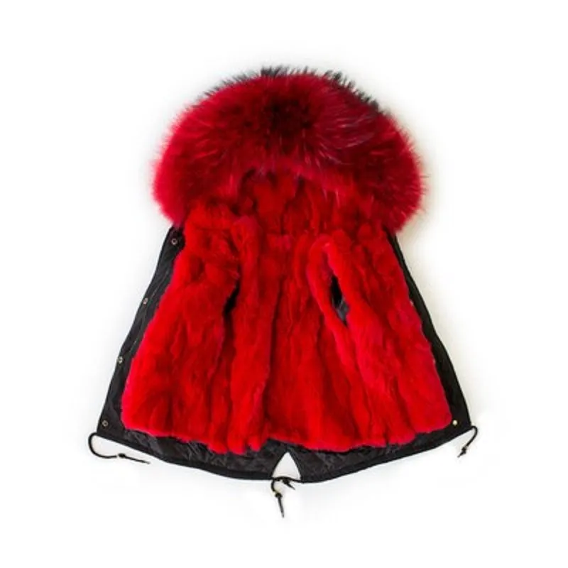 Women's Winter Casual Warm Thick Short Parka With Raccoon Fur