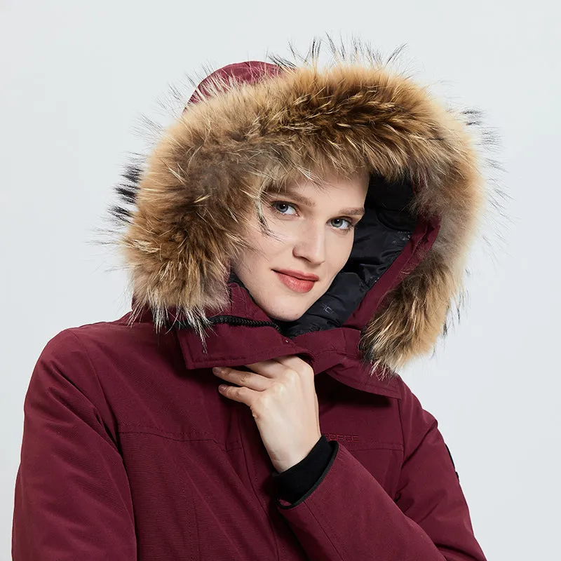 Women's Winter Casual Waterproof Thick Parka With Raccoon Fur