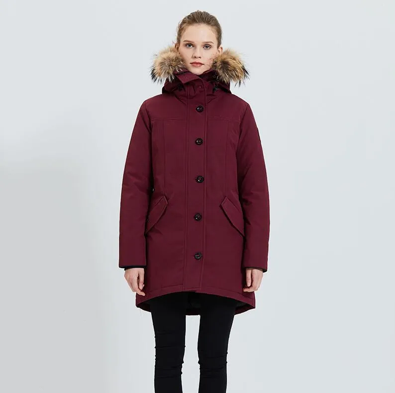 Women's Winter Casual Waterproof Thick Parka With Raccoon Fur