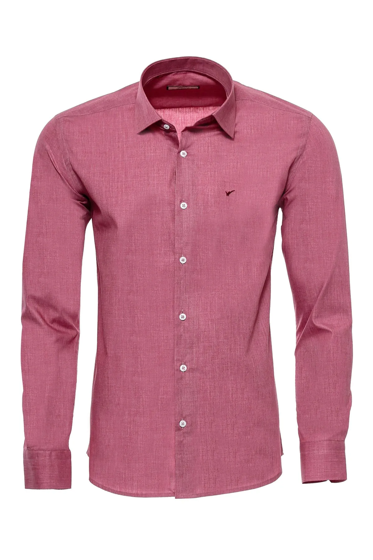 WSS Slim Fit Burgundy Long Sleeve Men's Shirt  - Singen