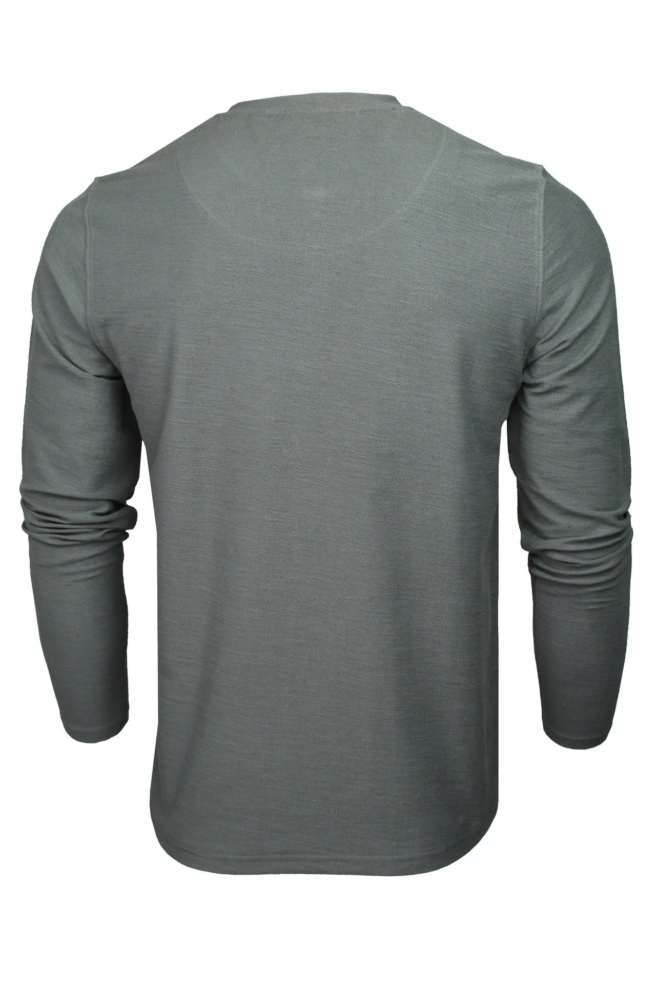 Xact Men's Collarless Grandad Henley T-Shirt, Long Sleeve, 100% Cotton, 200 GSM