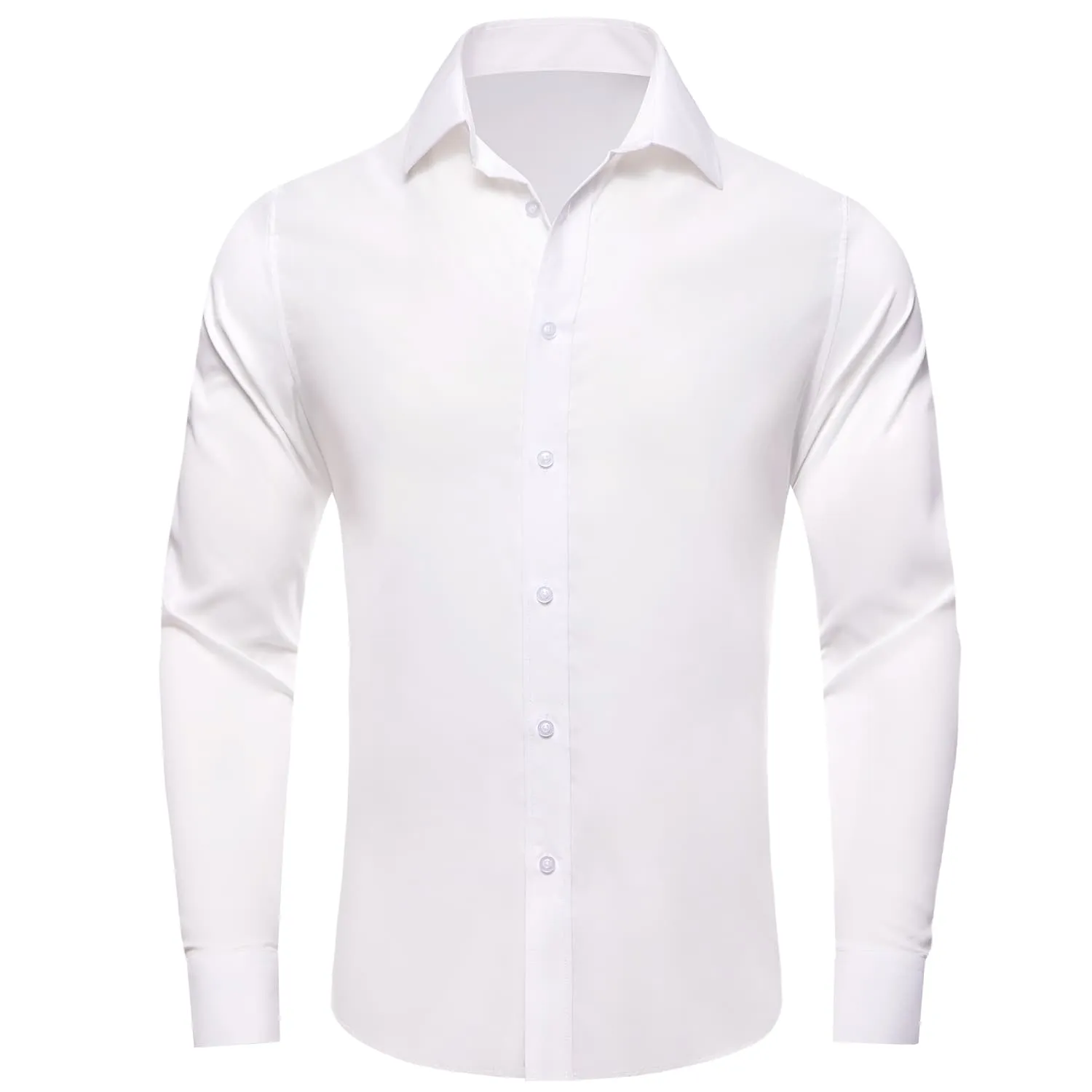 YourTies White Solid Long Sleeve Shirt with Gold White Paisley Silk Tie for Men
