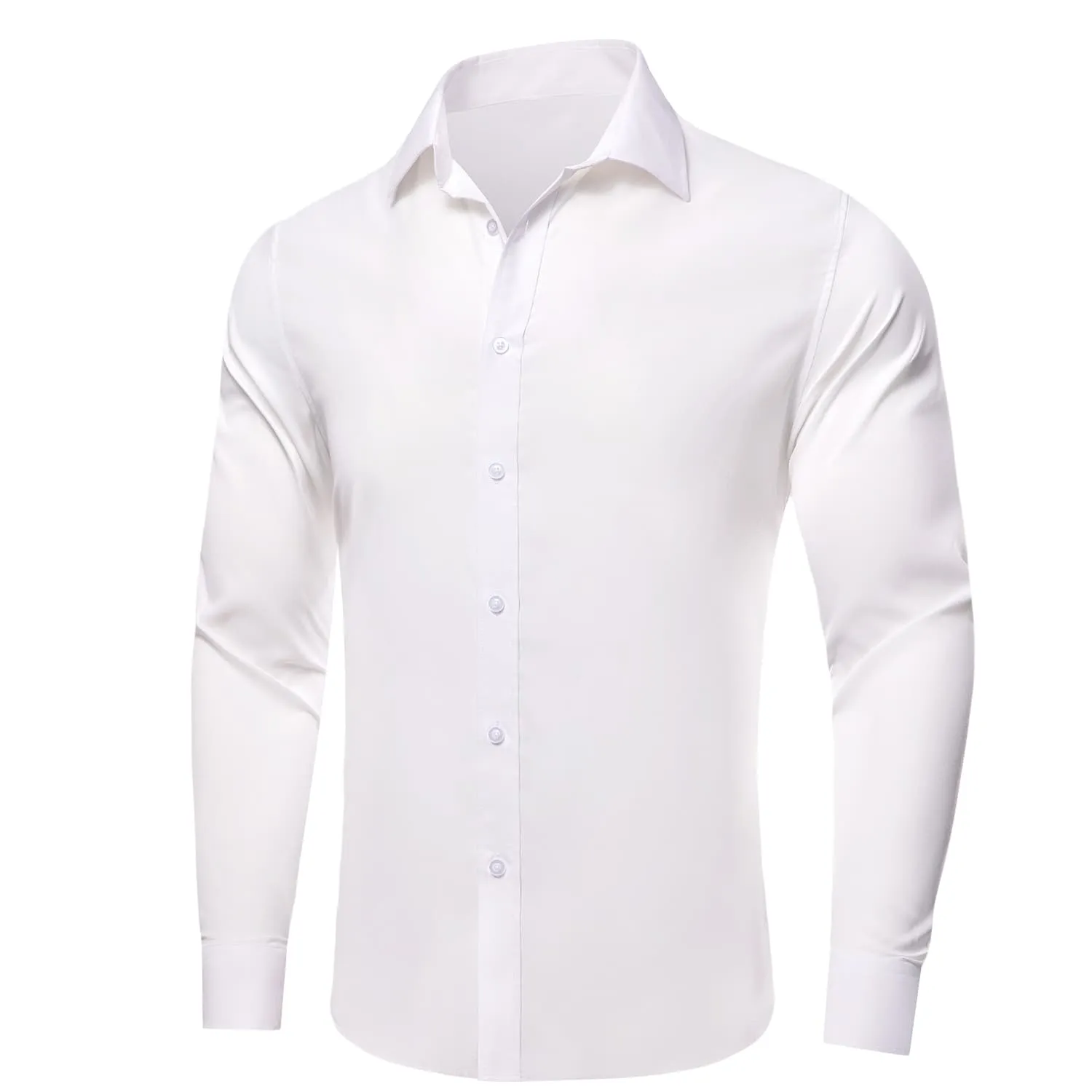 YourTies White Solid Long Sleeve Shirt with Gold White Paisley Silk Tie for Men