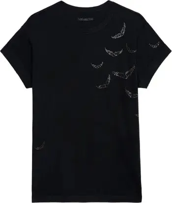 Zadig & Voltaire Anya Rain Strass Wings T-Shirt- Stone