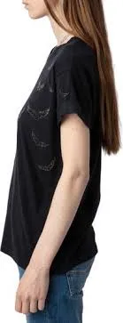 Zadig & Voltaire Anya Rain Strass Wings T-Shirt- Stone